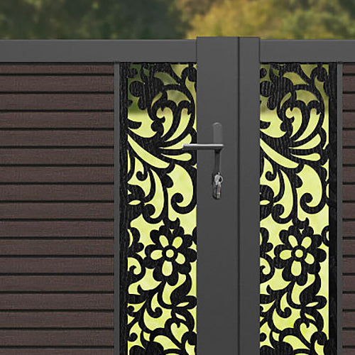 Hudson Eden Straight Top Driveway Gate - Mid Brown - Middle & End Screen