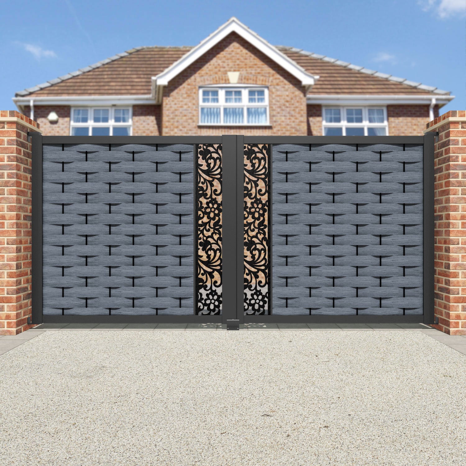 Ripple Eden Straight Top Driveway Gate - Anthracite - Middle Screen