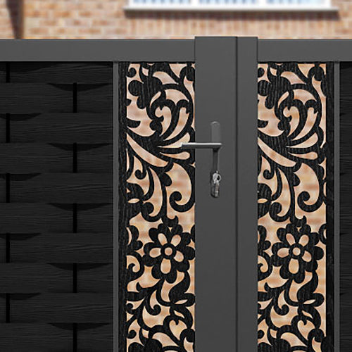 Ripple Eden Straight Top Driveway Gate - Black - Middle & End Screen