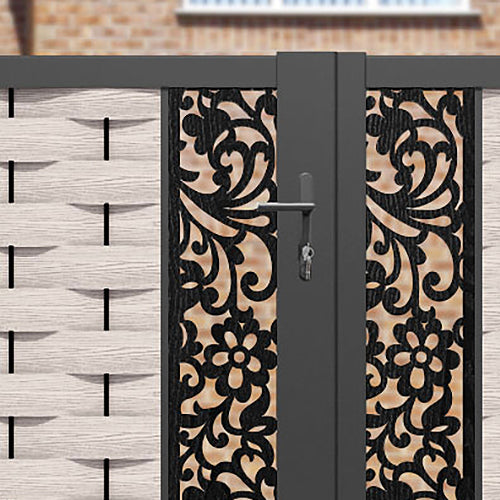 Ripple Eden Straight Top Driveway Gate - Mid Stone - Middle & End Screen