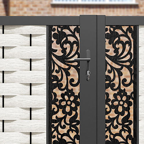 Ripple Eden Straight Top Driveway Gate - Light Stone - Middle & End Screen