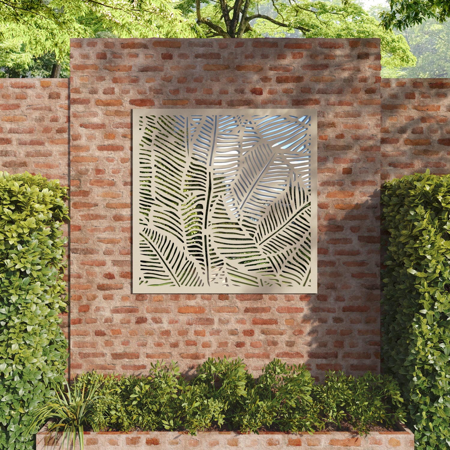 Feather outdoor decorative mirrored panel