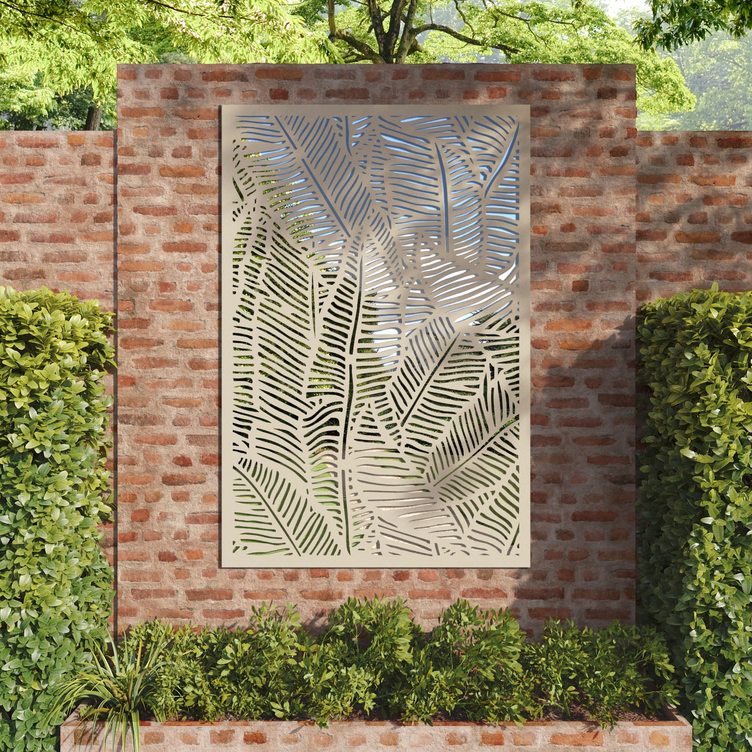 Feather outdoor decorative mirrored panel