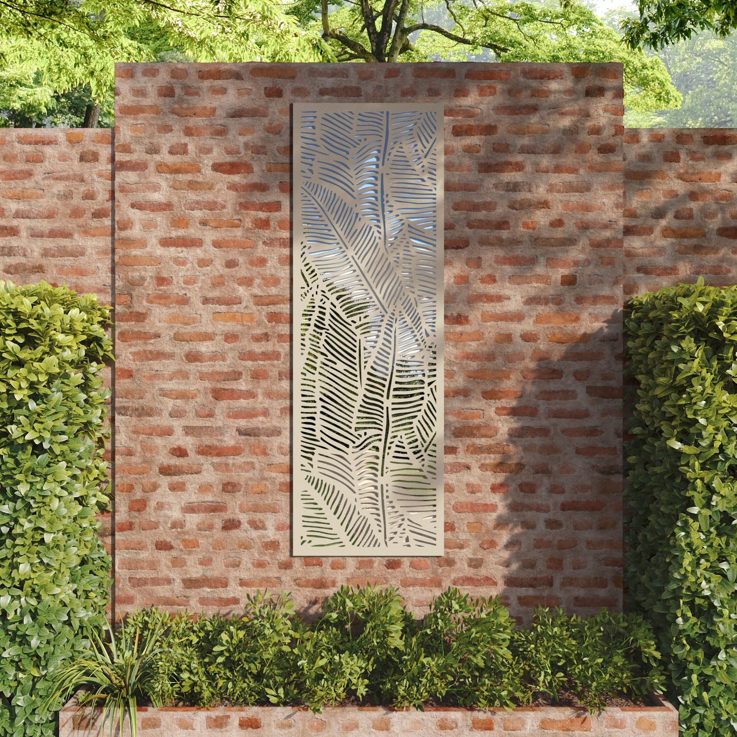 Feather outdoor decorative mirrored panel