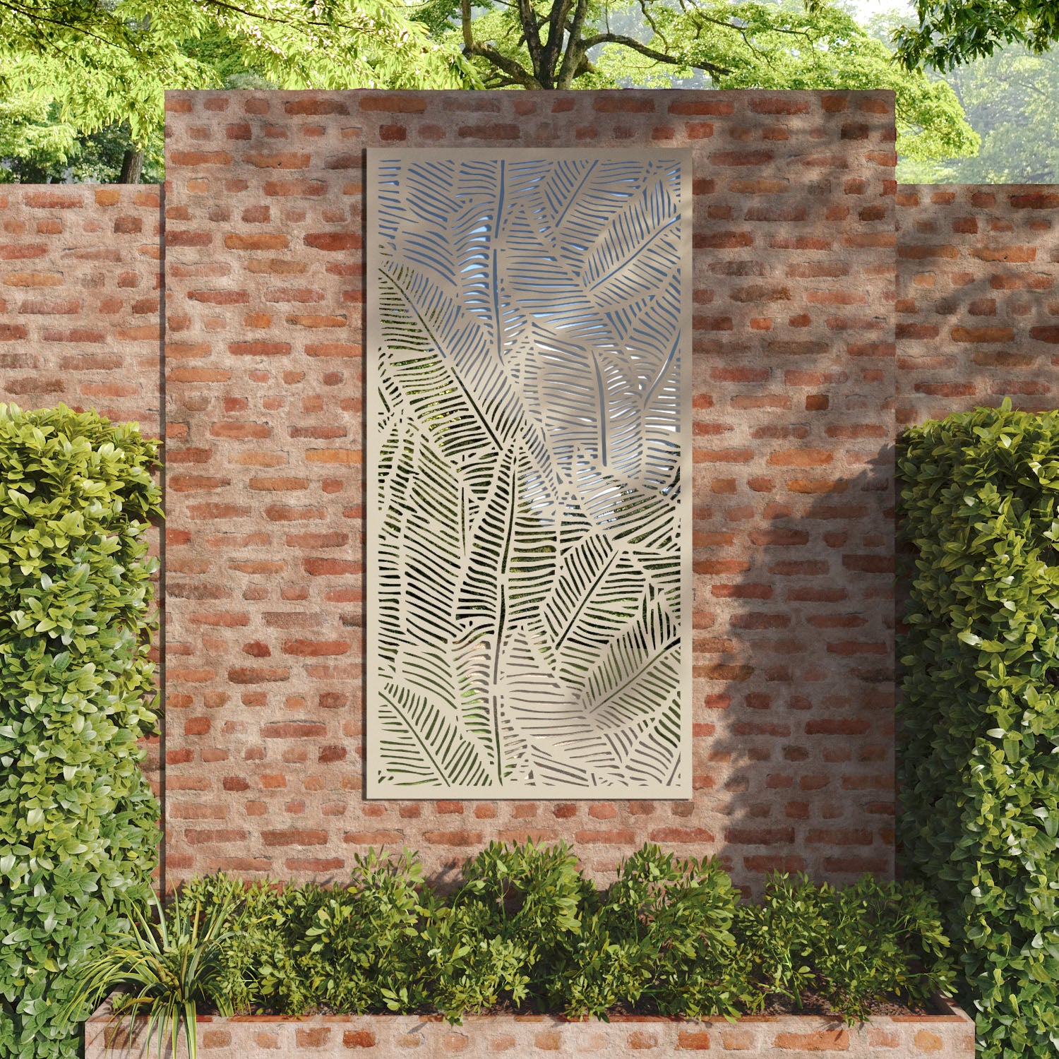 Feather outdoor decorative mirrored panel