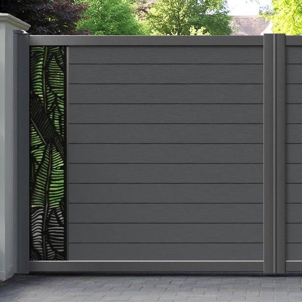 Fusion Feather Straight Top Driveway Gate - Dark Grey - End Screen