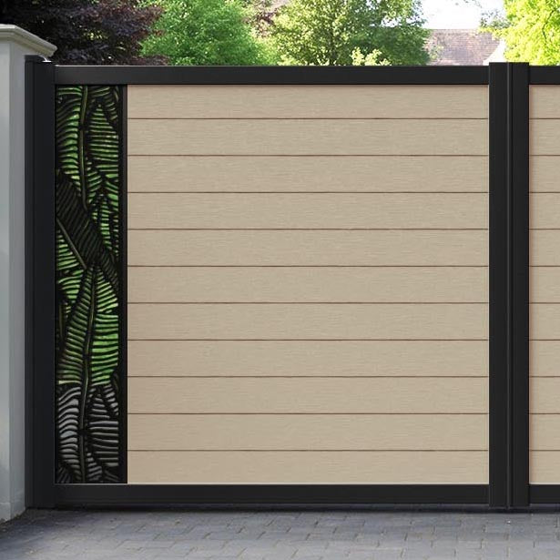Fusion Feather Straight Top Driveway Gate - Light Oak - End Screen