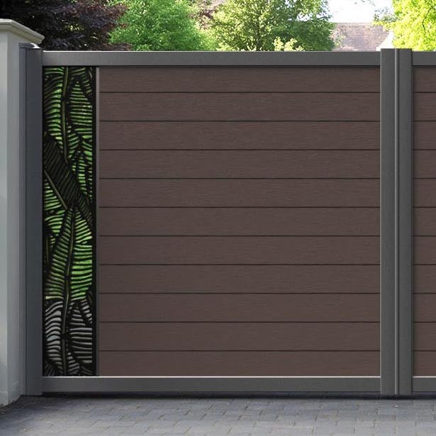 Fusion Feather Straight Top Driveway Gate - Mid Brown - End Screen