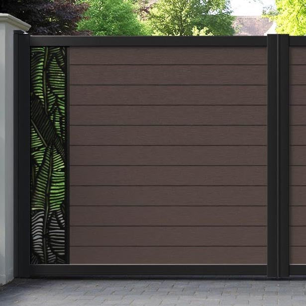 Fusion Feather Straight Top Driveway Gate - Mid Brown - End Screen