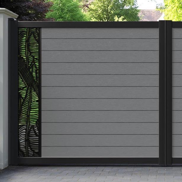 Fusion Feather Straight Top Driveway Gate - Mid Grey - End Screen