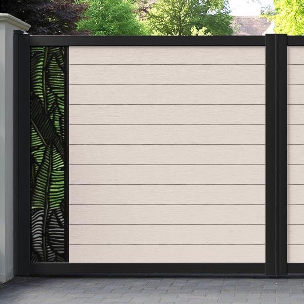 Fusion Feather Straight Top Driveway Gate - Mid Stone - End Screen