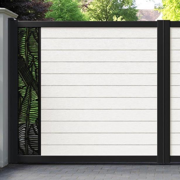 Fusion Feather Straight Top Driveway Gate - Light Stone - End Screen