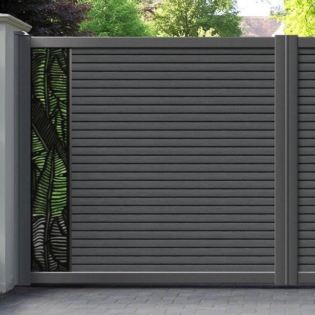 Hudson Feather Straight Top Driveway Gate - Dark Grey - End Screen