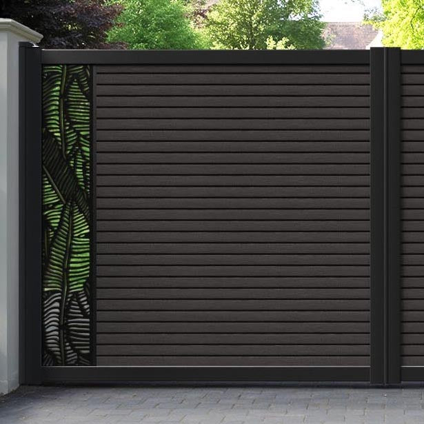 Hudson Feather Straight Top Driveway Gate - Dark Oak - End Screen