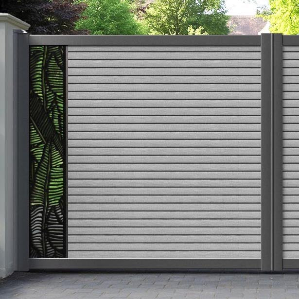 Hudson Feather Straight Top Driveway Gate - Light Grey - End Screen