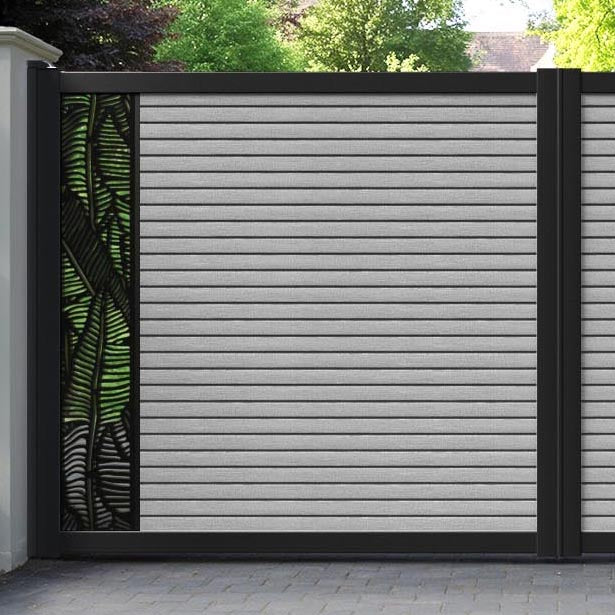 Hudson Feather Straight Top Driveway Gate - Light Grey - End Screen
