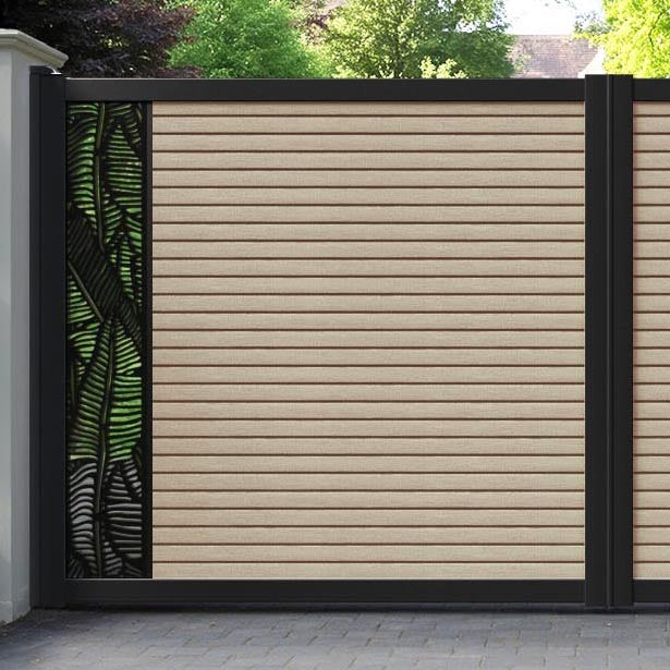 Hudson Feather Straight Top Driveway Gate - Light Oak- End Screen