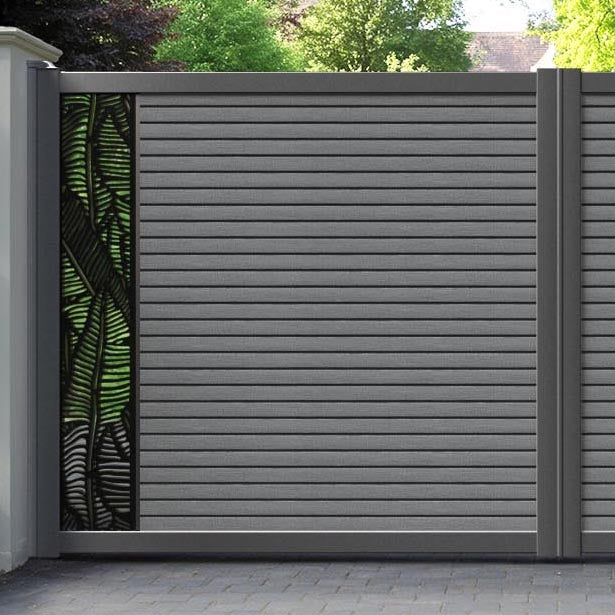 Hudson Feather Straight Top Driveway Gate - Mid Grey - End Screen