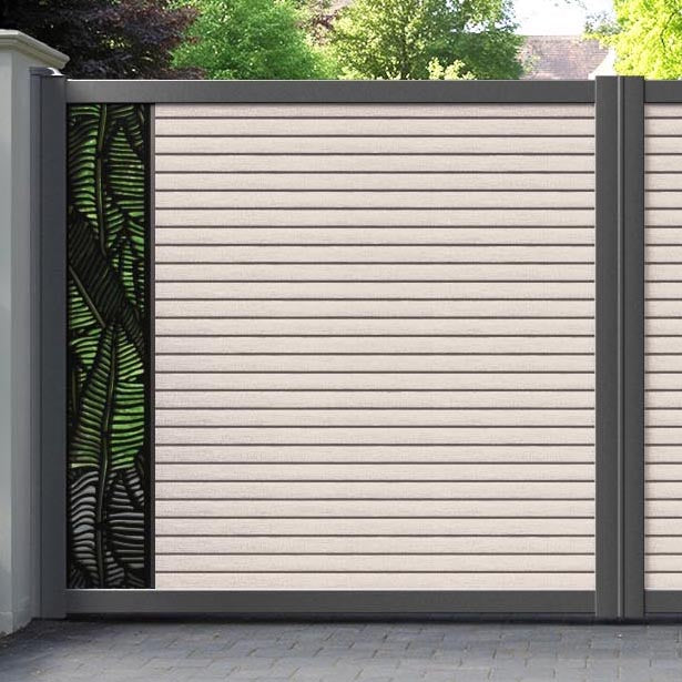 Hudson Feather Straight Top Driveway Gate - Mid Stone - End Screen
