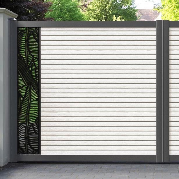 Hudson Feather Straight Top Driveway Gate - Light Stone - End Screen