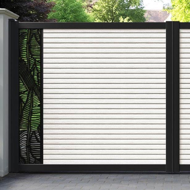 Hudson Feather Straight Top Driveway Gate - Light Stone - End Screen