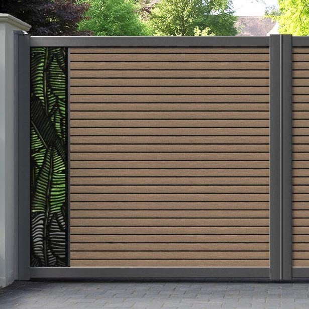 Hudson Feather Straight Top Driveway Gate - Teak - End Screen
