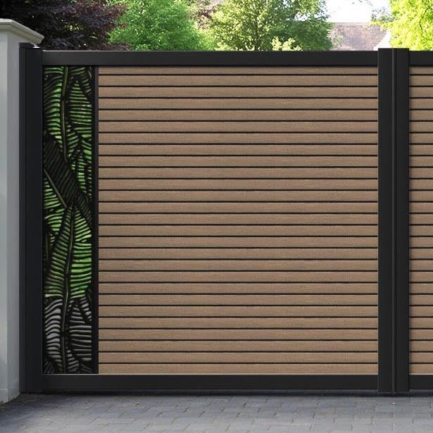 Hudson Feather Straight Top Driveway Gate - Teak - End Screen