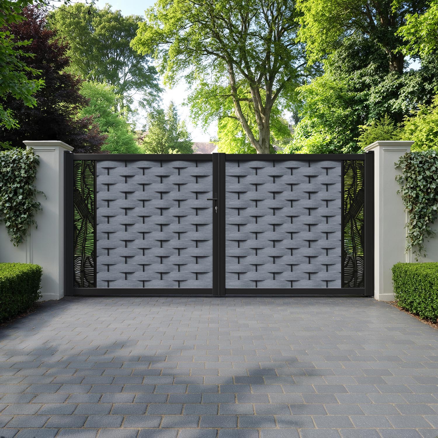 Ripple Feather Straight Top Driveway Gate - Anthracite - End Screen