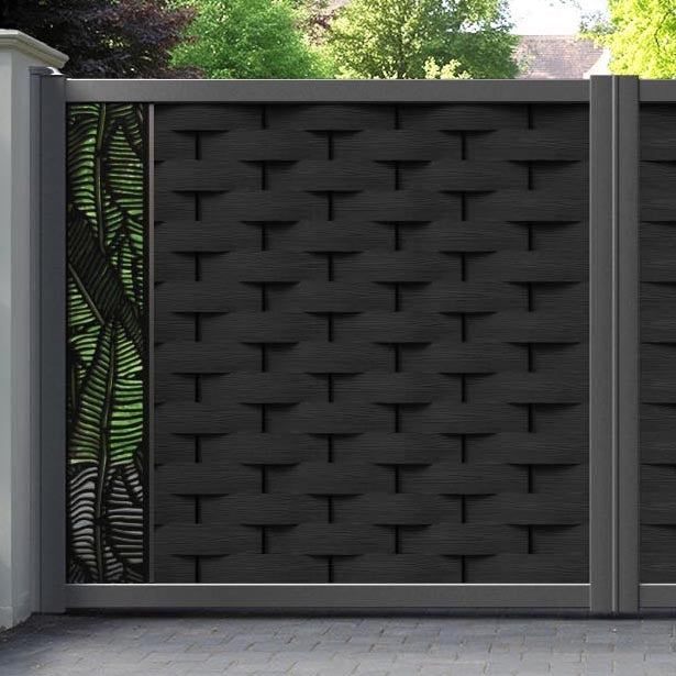 Ripple Feather Straight Top Driveway Gate - Black - End Screen