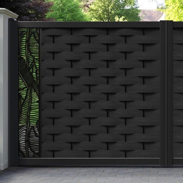 Ripple Feather Straight Top Driveway Gate - Black - End Screen