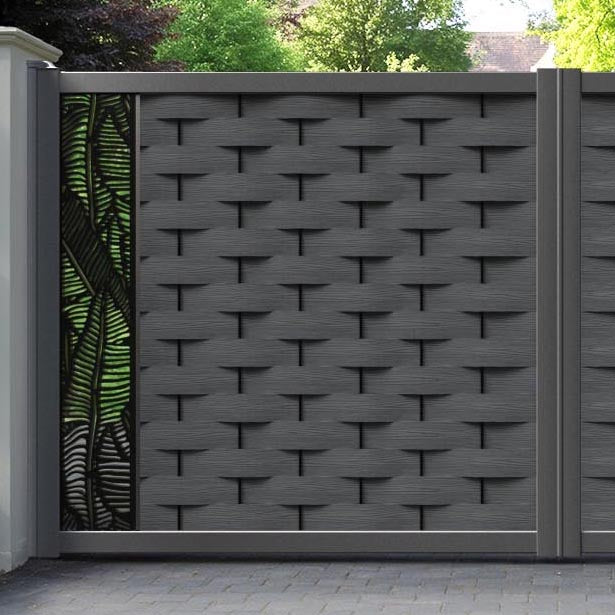 Ripple Feather Straight Top Driveway Gate - Dark Grey - End Screen