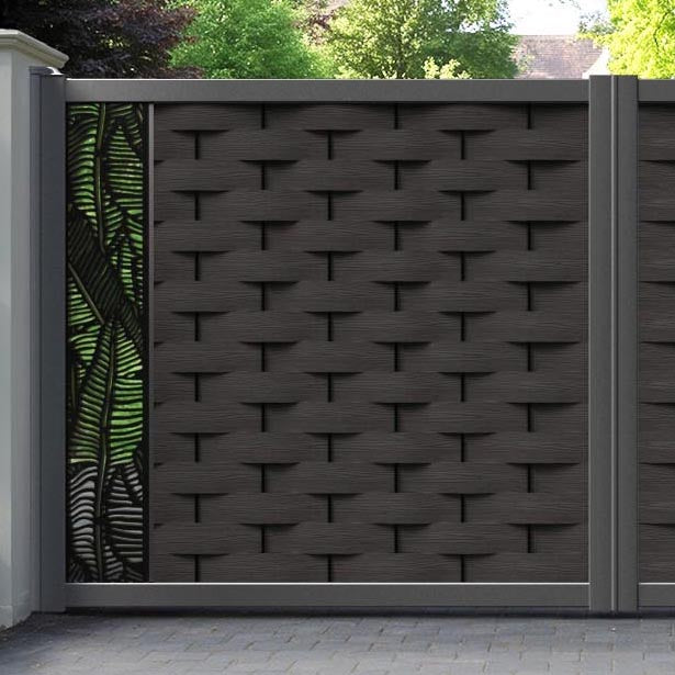 Ripple Feather Straight Top Driveway Gate - Dark Oak - End Screen