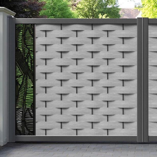 Ripple Feather Straight Top Driveway Gate - Light Grey - End Screen