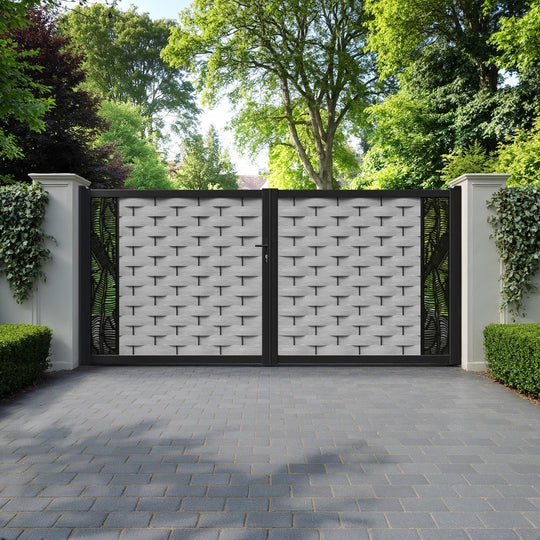 Ripple Feather Straight Top Driveway Gate - Light Grey - End Screen