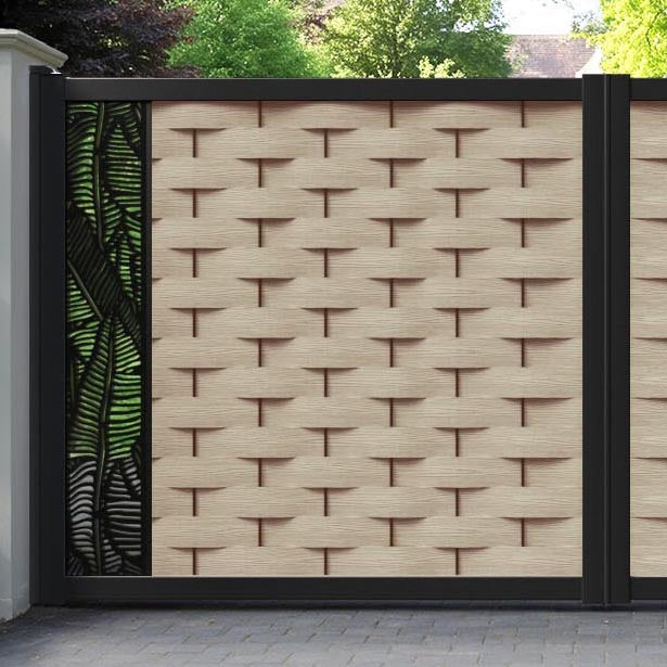 Ripple Feather Straight Top Driveway Gate - Light Oak- End Screen