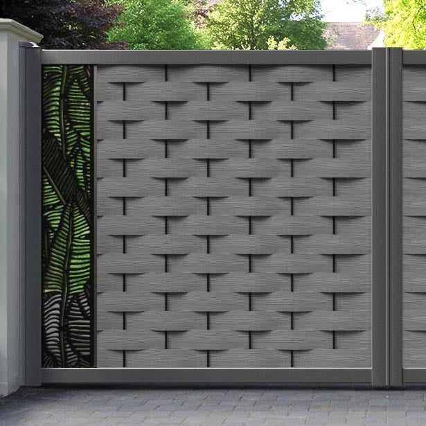 Ripple Feather Straight Top Driveway Gate - Mid Grey - End Screen