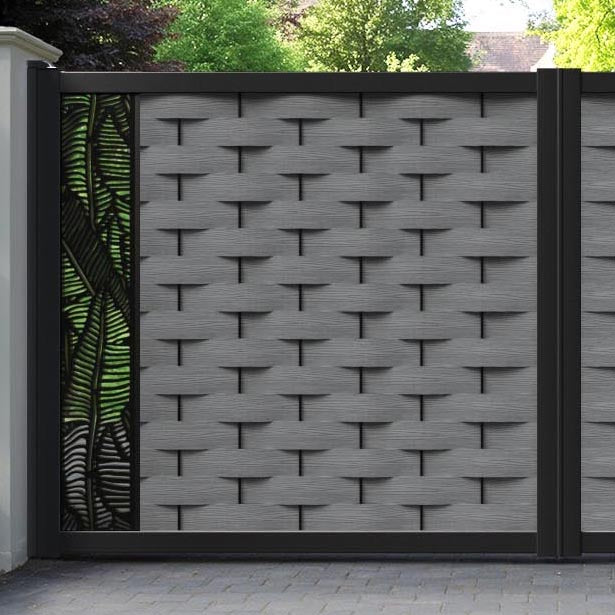Ripple Feather Straight Top Driveway Gate - Mid Grey - End Screen