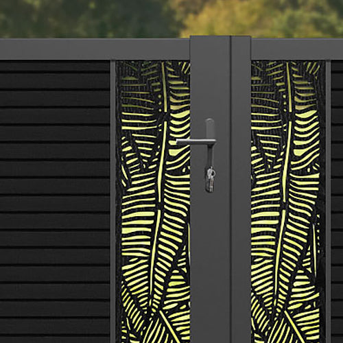 Hudson Feather Straight Top Driveway Gate - Black - Middle & End Screen