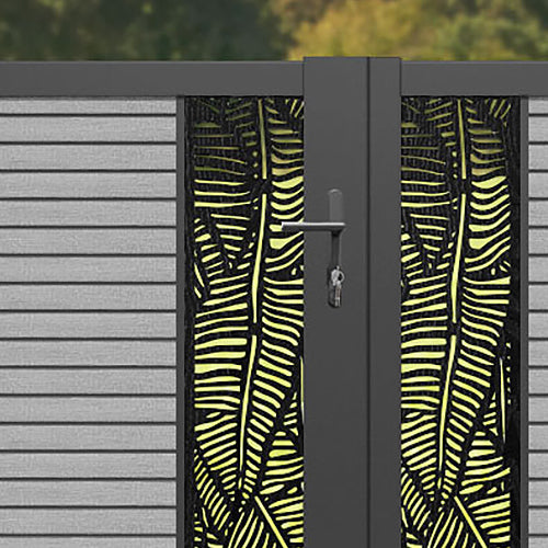 Hudson Feather Straight Top Driveway Gate - Light Grey - Middle & End Screen