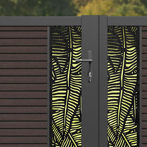 Hudson Feather Straight Top Driveway Gate - Mid Brown - Middle & End Screen