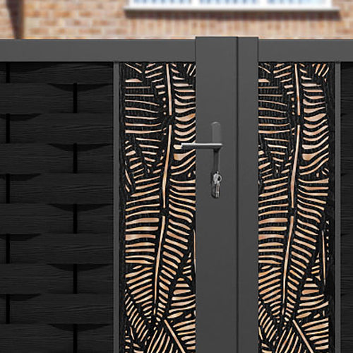 Ripple Feather Straight Top Driveway Gate - Black - Middle & End Screen