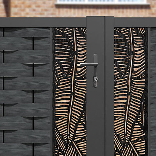 Ripple Feather Straight Top Driveway Gate - Dark Grey - Middle & End Screen