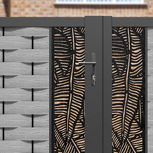 Ripple Feather Straight Top Driveway Gate - Light Grey - Middle Screen