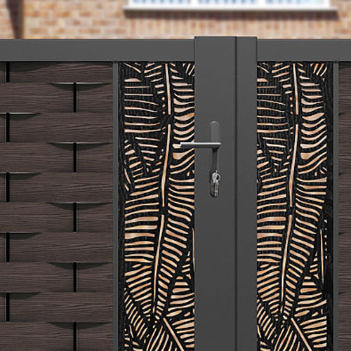 Ripple Feather Straight Top Driveway Gate - Mid Brown - Middle Screen