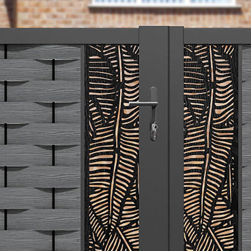 Ripple Feather Straight Top Driveway Gate - Mid Grey - Middle & End Screen