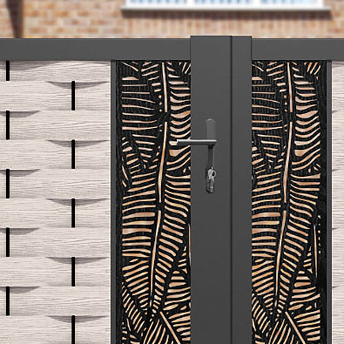 Ripple Feather Straight Top Driveway Gate - Mid Stone - Middle Screen