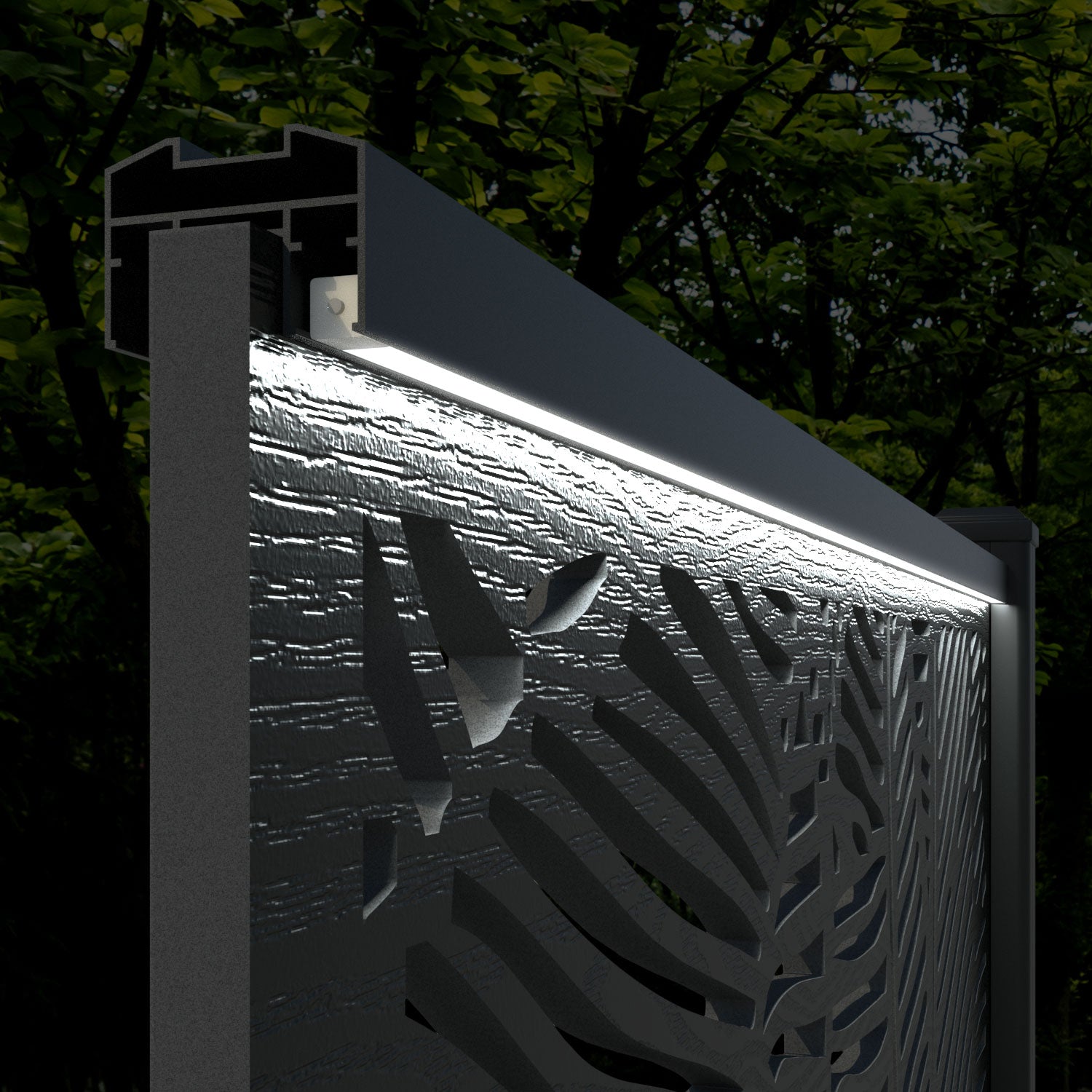 Fusion Feather Fence Panel - Mid Grey - with our composite posts