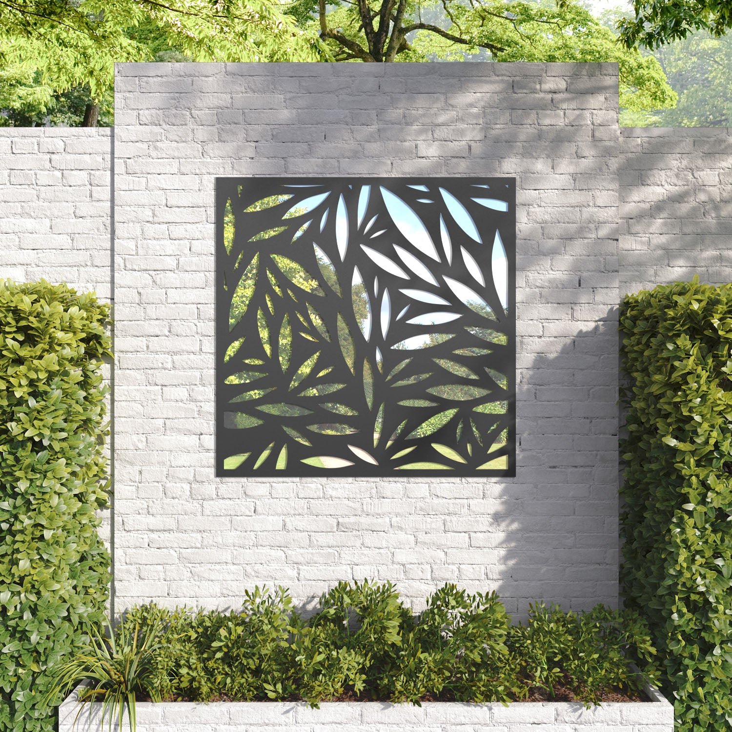 Foliage outdoor decorative mirrored panel