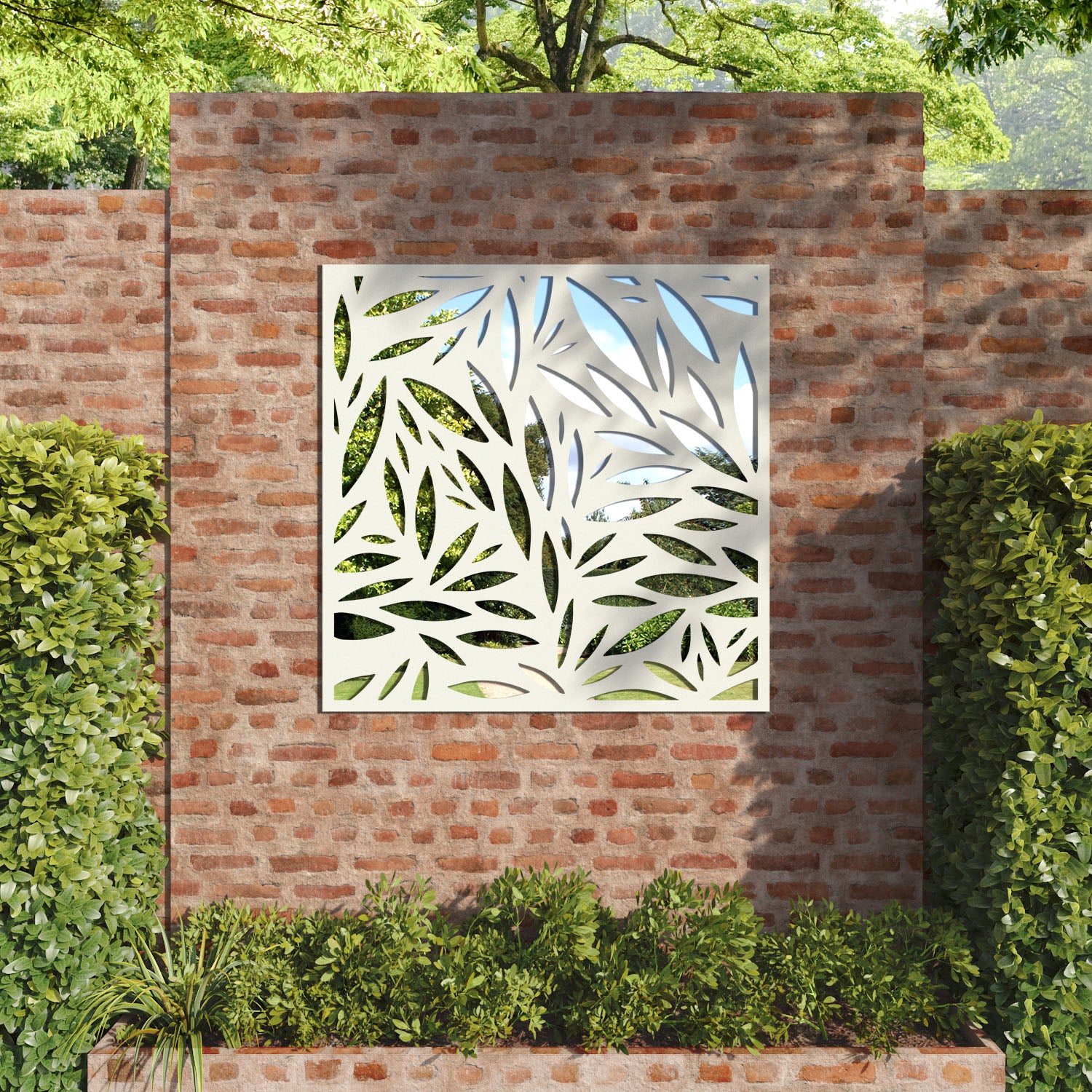 Foliage outdoor decorative mirrored panel
