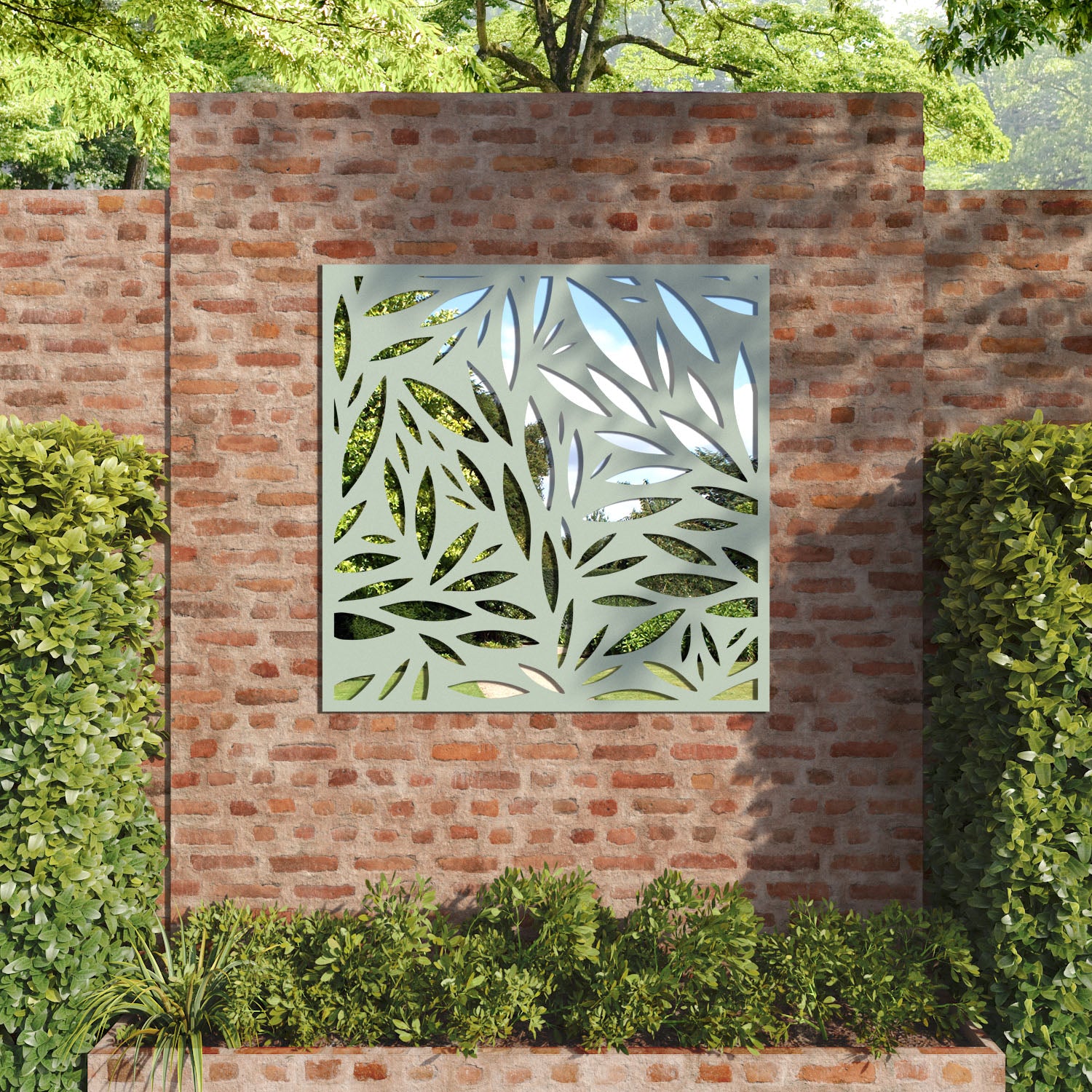 Foliage outdoor decorative mirrored panel